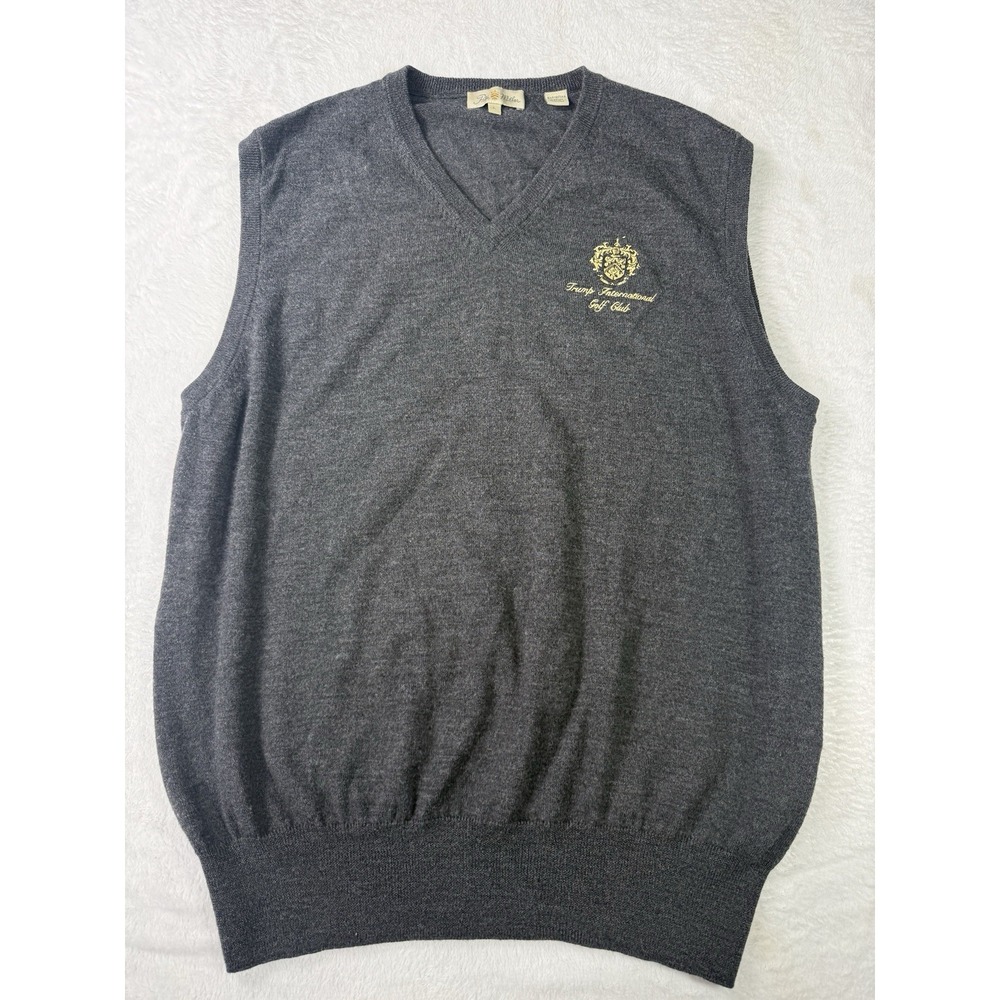 Peter Millar Sweater Vest Men's Large Merino Wool Trump International Golf Club